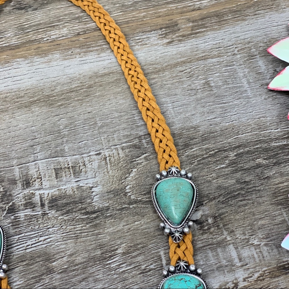 Tried & True Turquoise Suede Tassel Necklace - Picture 4 of 8